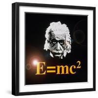 Computer Artwork of Albert Einstein And E=mc2-Laguna Design-Framed Premium Photographic Print