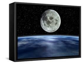 Computer Artwork of Full Moon Over Earth's Limb-Julian Baum-Framed Stretched Canvas