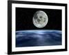 Computer Artwork of Full Moon Over Earth's Limb-Julian Baum-Framed Photographic Print