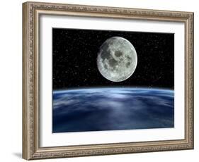 Computer Artwork of Full Moon Over Earth's Limb-Julian Baum-Framed Photographic Print