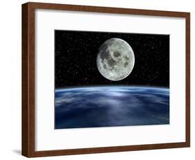 Computer Artwork of Full Moon Over Earth's Limb-Julian Baum-Framed Photographic Print