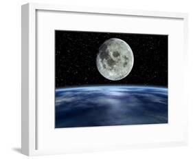 Computer Artwork of Full Moon Over Earth's Limb-Julian Baum-Framed Photographic Print