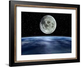 Computer Artwork of Full Moon Over Earth's Limb-Julian Baum-Framed Photographic Print