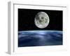 Computer Artwork of Full Moon Over Earth's Limb-Julian Baum-Framed Photographic Print