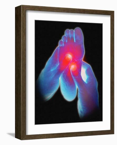 Computer Artwork of Reflexologist Massaging a Foot-David Gifford-Framed Photographic Print