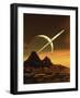 Computer Artwork of Titan's Surface And Saturn-Julian Baum-Framed Photographic Print