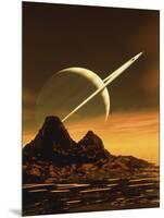 Computer Artwork of Titan's Surface And Saturn-Julian Baum-Mounted Photographic Print