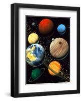 Computer Artwork Showing Planets of Solar System-Roger Harris-Framed Premium Photographic Print