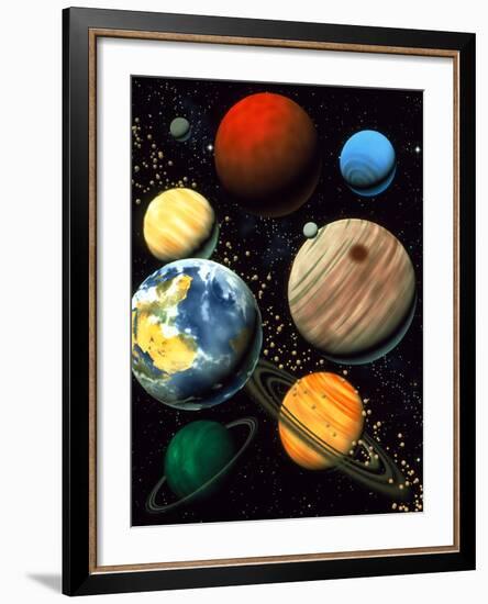 Computer Artwork Showing Planets of Solar System-Roger Harris-Framed Photographic Print