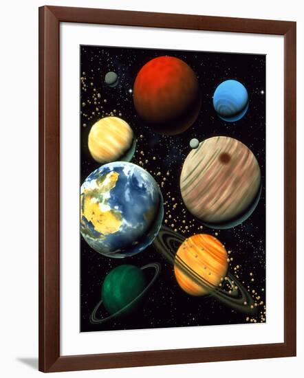 Computer Artwork Showing Planets of Solar System-Roger Harris-Framed Photographic Print