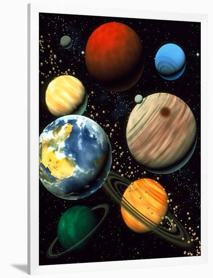 Computer Artwork Showing Planets of Solar System-Roger Harris-Framed Photographic Print