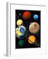 Computer Artwork Showing Planets of Solar System-Roger Harris-Framed Photographic Print