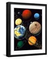 Computer Artwork Showing Planets of Solar System-Roger Harris-Framed Photographic Print