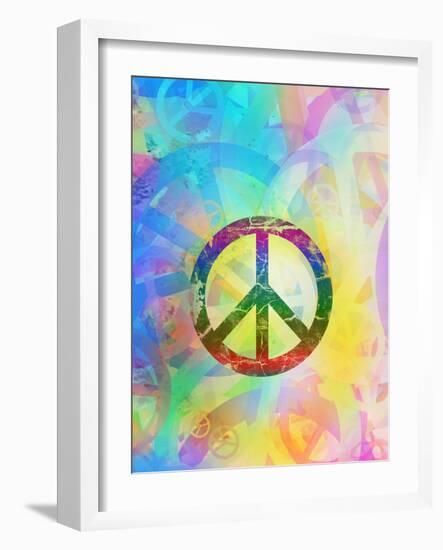 Computer Designed Highly Detailed Grunge Abstract Textured Collage - Peace Background-Gordan-Framed Art Print