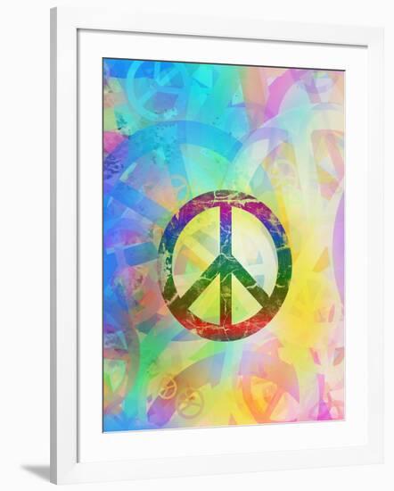 Computer Designed Highly Detailed Grunge Abstract Textured Collage - Peace Background-Gordan-Framed Art Print