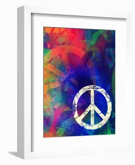 Computer Designed Highly Detailed Grunge Abstract Textured Collage - Peace Background-Gordan-Framed Art Print