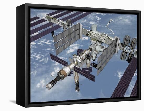 Computer Generated Image of the International Space Station-Stocktrek Images-Framed Stretched Canvas