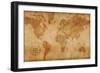 Computer Generated Old Map Of The World-alehnia-Framed Art Print