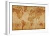 Computer Generated Old Map Of The World-alehnia-Framed Art Print