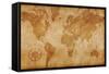 Computer Generated Old Map Of The World-alehnia-Framed Stretched Canvas