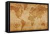 Computer Generated Old Map Of The World-alehnia-Framed Stretched Canvas