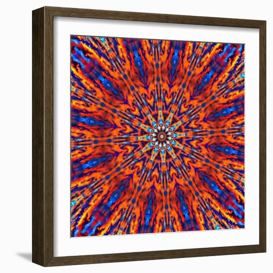 Computer Generated Tie Dye Kaleidoscope Created from a Photograph of a Sunset-Karimala-Framed Art Print