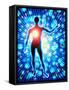 Computer Graphic of a Human Figure with Viruses-PASIEKA-Framed Stretched Canvas