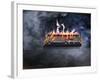 Computer Keyboard on Fire and Smoking-null-Framed Photographic Print