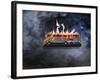 Computer Keyboard on Fire and Smoking-null-Framed Photographic Print