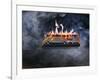 Computer Keyboard on Fire and Smoking-null-Framed Photographic Print