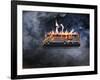 Computer Keyboard on Fire and Smoking-null-Framed Photographic Print