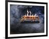 Computer Keyboard on Fire and Smoking-null-Framed Photographic Print