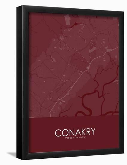 Conakry, Guinea Red Map-null-Framed Poster