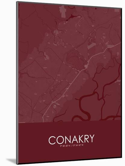 Conakry, Guinea Red Map-null-Mounted Poster