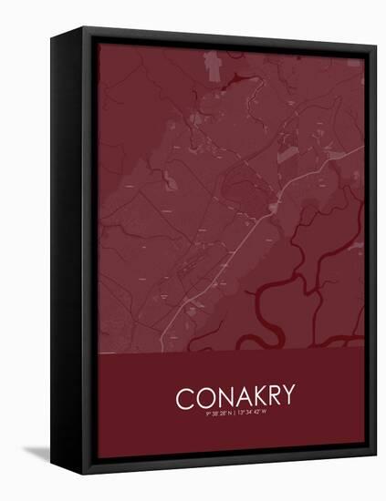 Conakry, Guinea Red Map-null-Framed Stretched Canvas