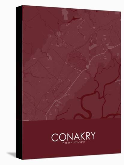 Conakry, Guinea Red Map-null-Stretched Canvas