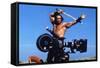 Conan the Barbarian 1982 Directed by John Milius on the Set, Arnold Schwarzenegger.-null-Framed Stretched Canvas