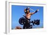 Conan the Barbarian 1982 Directed by John Milius on the Set, Arnold Schwarzenegger.-null-Framed Photo