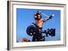 Conan the Barbarian 1982 Directed by John Milius on the Set, Arnold Schwarzenegger.-null-Framed Photo