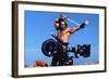 Conan the Barbarian 1982 Directed by John Milius on the Set, Arnold Schwarzenegger.-null-Framed Photo