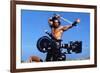 Conan the Barbarian 1982 Directed by John Milius on the Set, Arnold Schwarzenegger.-null-Framed Photo