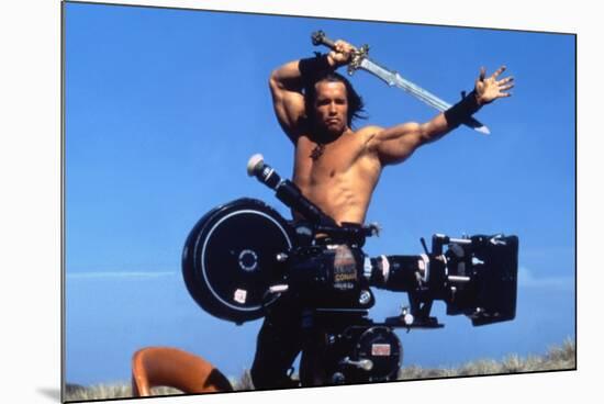 Conan the Barbarian 1982 Directed by John Milius on the Set, Arnold Schwarzenegger.-null-Mounted Photo