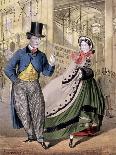 A Lady and a Gentleman by the Entrance to the Oxford Music Hall, Oxford St, Westminster, C1860-Concanen & Lee-Framed Stretched Canvas