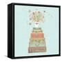 Concept Cartoon Card in Vector. Cases with Beautiful Tulips in Vase. Vintage Travel Concept Backgro-smilewithjul-Framed Stretched Canvas