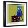 Concept Cat in Cartoon Style. Vector Illustration. Travel Concept: the Cat and a Suitcase to Travel-De Visu-Framed Art Print