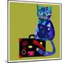 Concept Cat in Cartoon Style. Vector Illustration. Travel Concept: the Cat and a Suitcase to Travel-De Visu-Mounted Art Print