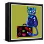 Concept Cat in Cartoon Style. Vector Illustration. Travel Concept: the Cat and a Suitcase to Travel-De Visu-Framed Stretched Canvas