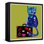 Concept Cat in Cartoon Style. Vector Illustration. Travel Concept: the Cat and a Suitcase to Travel-De Visu-Framed Stretched Canvas