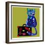 Concept Cat in Cartoon Style. Vector Illustration. Travel Concept: the Cat and a Suitcase to Travel-De Visu-Framed Art Print