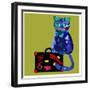 Concept Cat in Cartoon Style. Vector Illustration. Travel Concept: the Cat and a Suitcase to Travel-De Visu-Framed Art Print